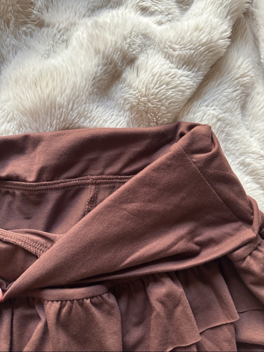 Brown Ruffle Mini Skirt - Picture 3 of 4
